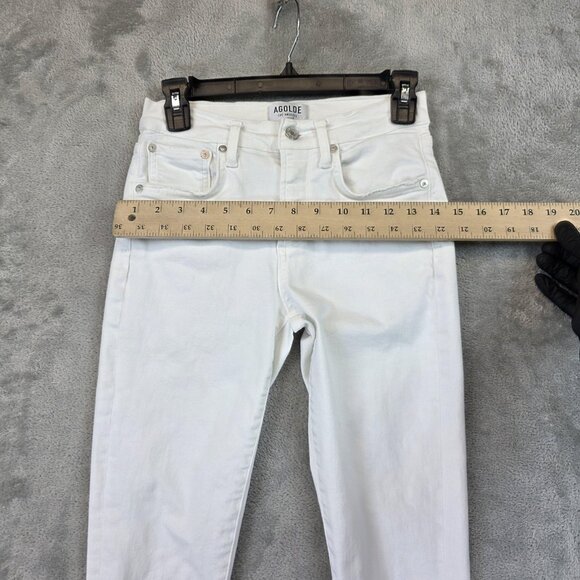 AGOLDE Jeans Womens 25 White High Rise Skinny Raw Hem Stretch Ankle A018 B-1013 - Picture 5 of 12
